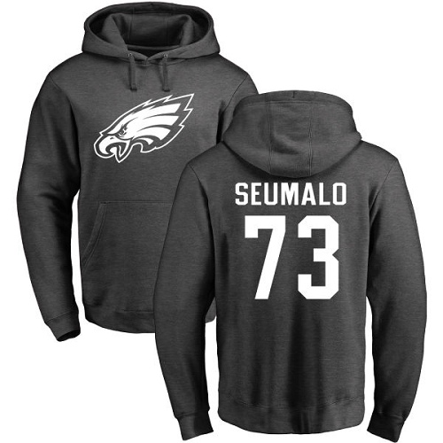 Men Philadelphia Eagles #73 Isaac Seumalo Ash One Color NFL Pullover Hoodie Sweatshirts->nfl t-shirts->Sports Accessory